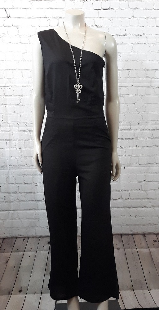 Black one shoulder jumpsuit